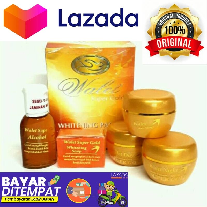 COD-Walet Super Gold (NATURAL) Premium Whitening Anti Aging Paket 5 In 1 Loh (Whitening Soap Toner Anti Alergi Day Cream Night Cream) Pemutih Pencerah Wajah cod-walet super gold (natural) premium whitening anti aging paket 5 in 1 loh (whitening soap toner anti alergi day cream night cream) pemutih pencerah wajah