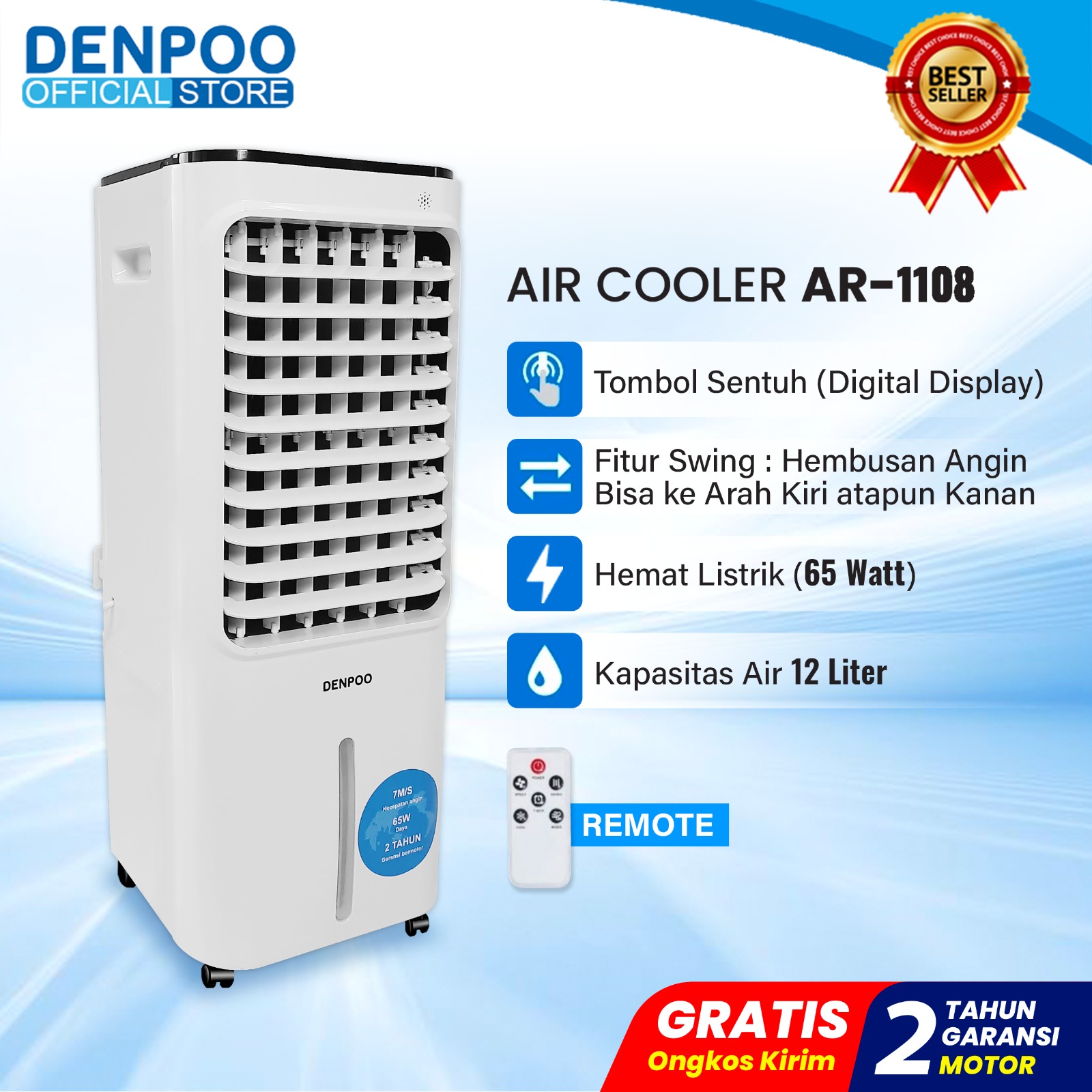 Denpoo Pendingin Udara Air Cooler 12 Liter AR 1208 XF/ AR 1108 XF