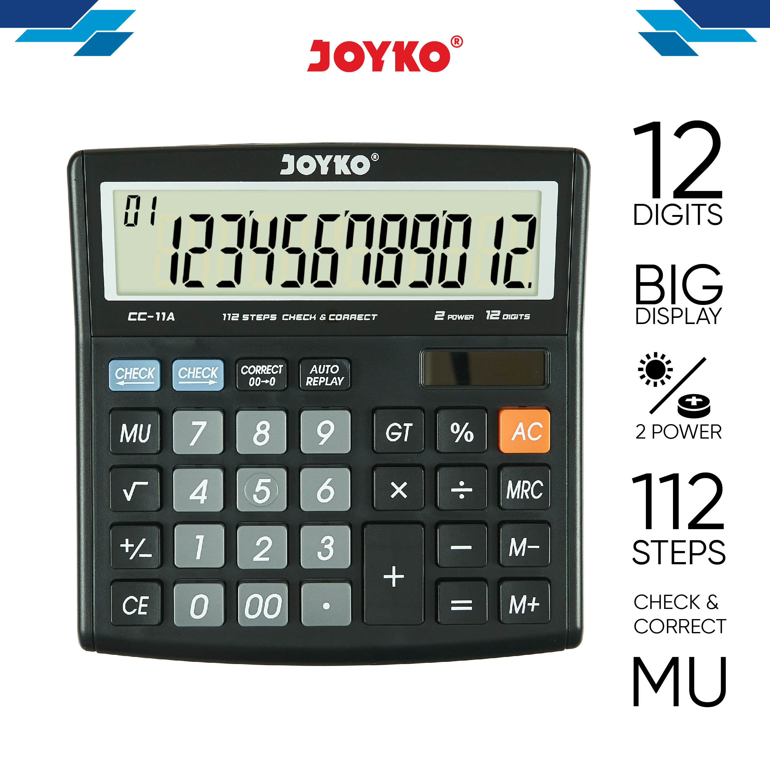 JOYKO Calculator Kalkulator CC-11A 12 Digits Check & Correct