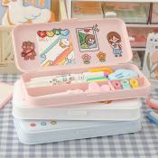 Macaron Large Capacity Pencil Case - PP Plastic Storage Box