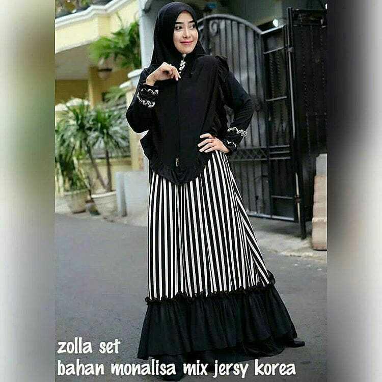 Baju Muslim Modern Gamis Zolla Set Dress Spandex Mix Wolfis Trendy Modern Wanita Baju Panjang Stelan Polos Muslim Gaun Kerja Dress Pesta Syar’i Murah Terbaru Maxi Muslimah Termurah Pakaian Modis Baju Hijab Panjang Simple Syari Casual Elegant 2019