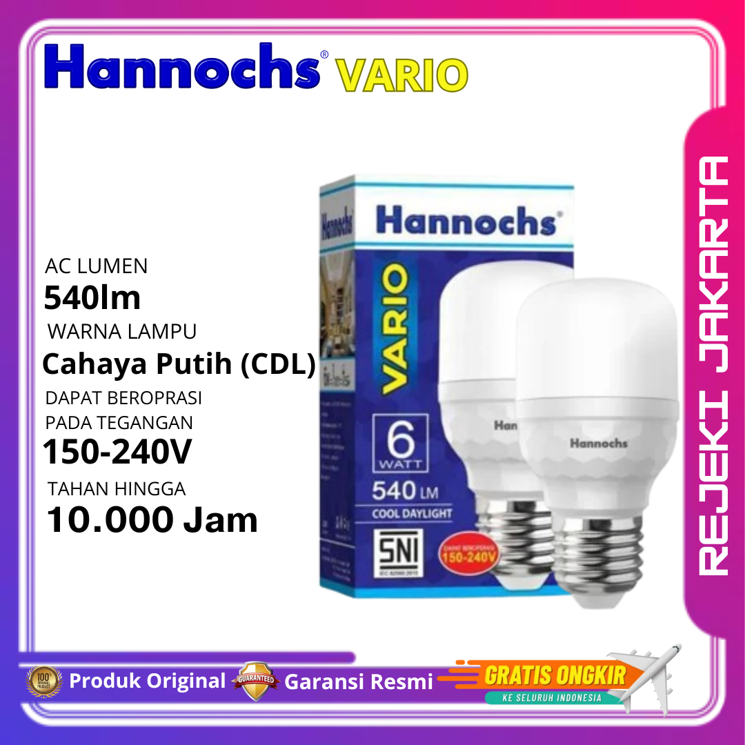 Hannochs Vario Bohlam Lampu LED 32WATT Cahaya Putih Desain Elegan Dengan Frosted Cover GARANSI RESMI