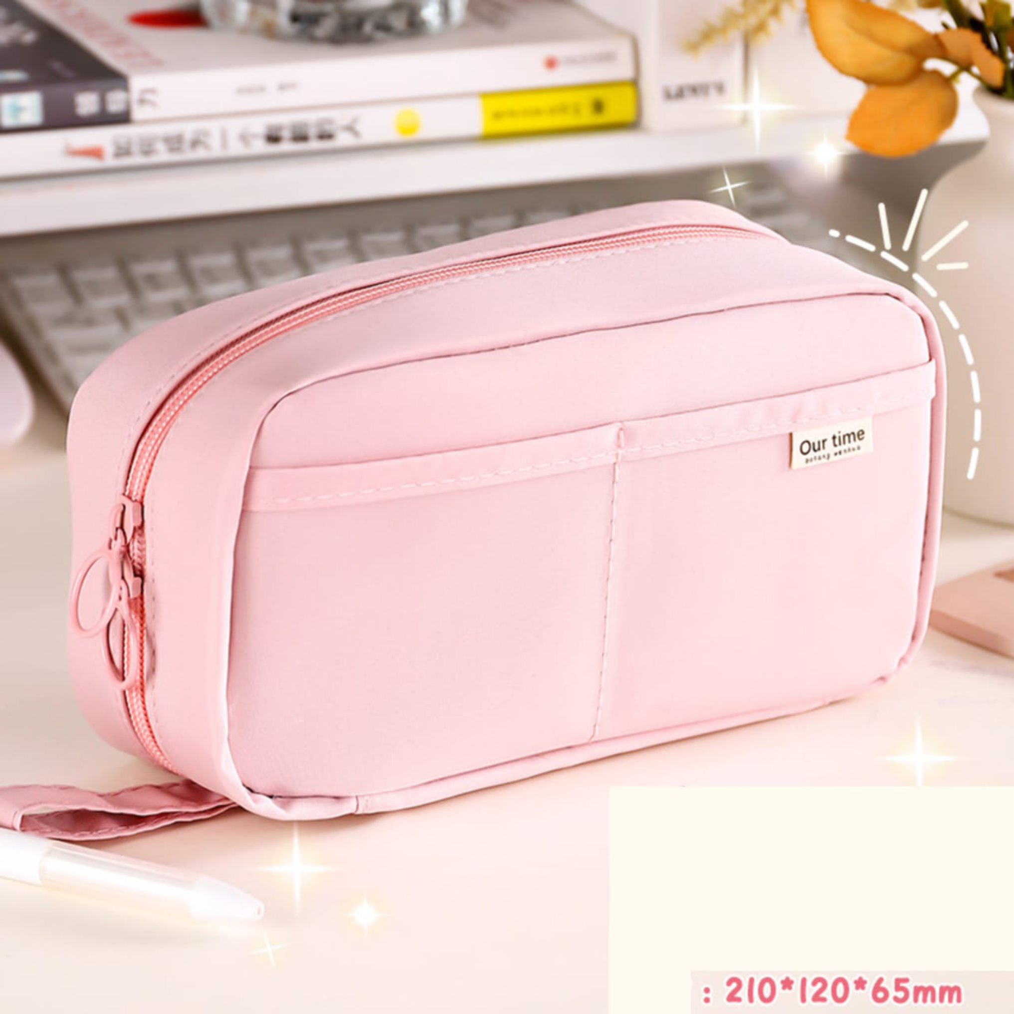Tempat Pensil Wanita Model Korea Multi Sekat Ukuran Jumbo Bahan Oxford