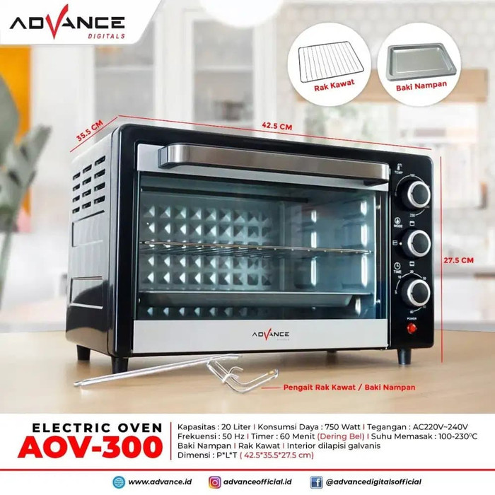 Advance Oven Listrik 20 Liter AOV-300 Kapasitas Jumbo 20L Electric