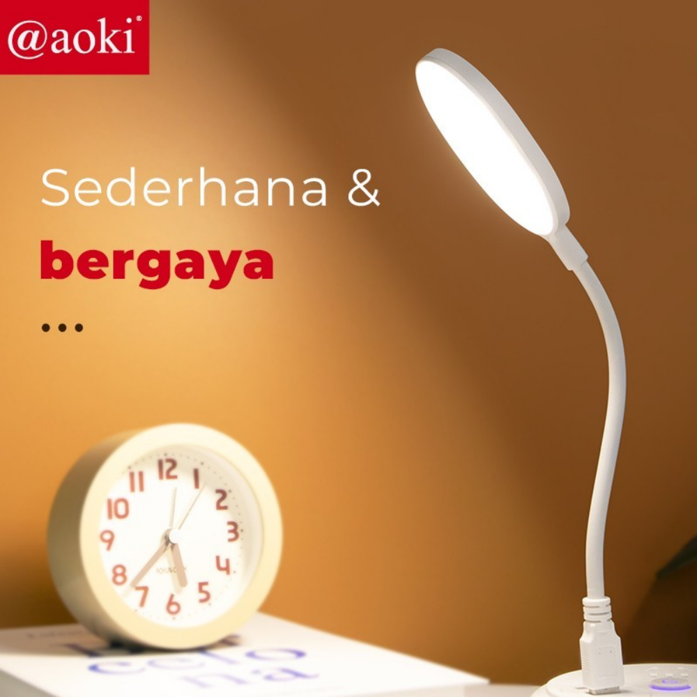 AOKI AU-100 USB Lampu belajar meja Night Light Lampu Samping Tempat Tidur led baca camping