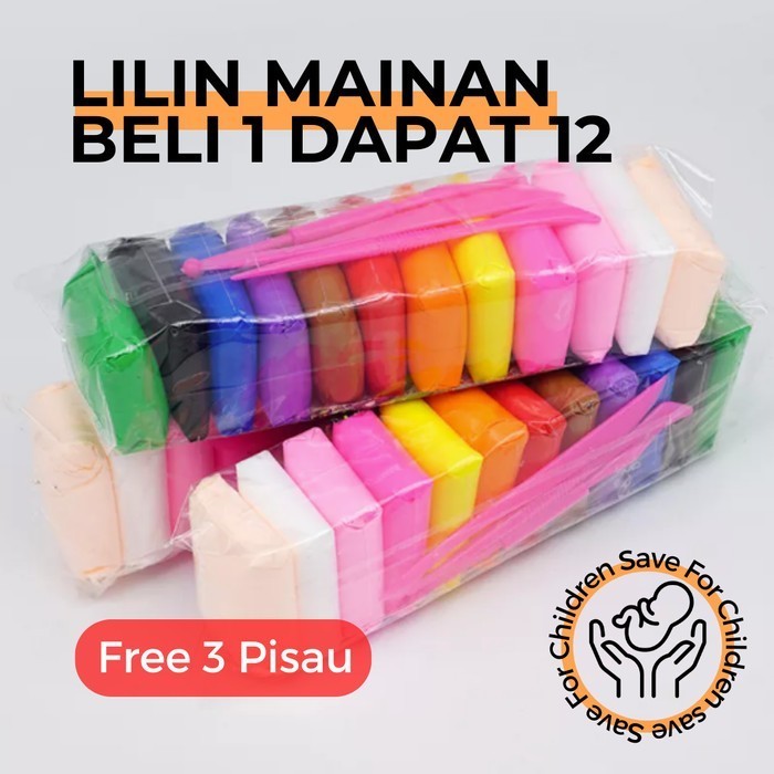 Clay Polymer Magic Mainan Plastisin 12 Warna / Lilin Mainan 12 Warna