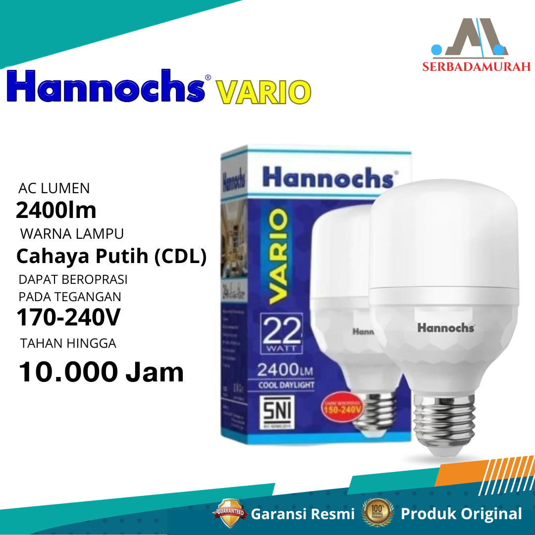 Hannochs Bohlam Lampu LED VARIO 100W Cahaya Putih Hemat Energi Dengan Frosted Cover - GARANSI RESMI