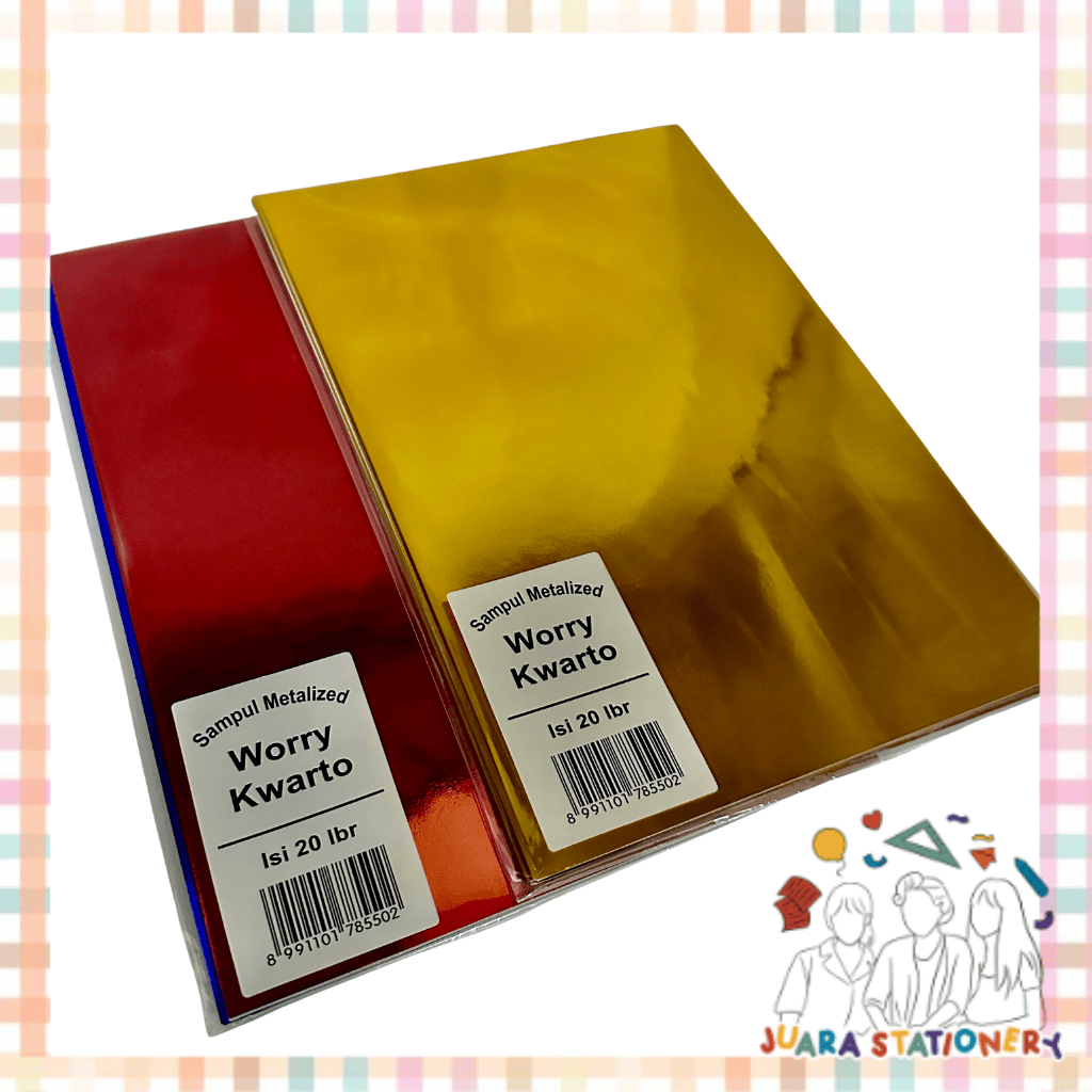 Sampul Buku Metalik Kwarto Worry 20 lembar / Sampul Buku Kwarto Sampul Metalik Sampul Warna