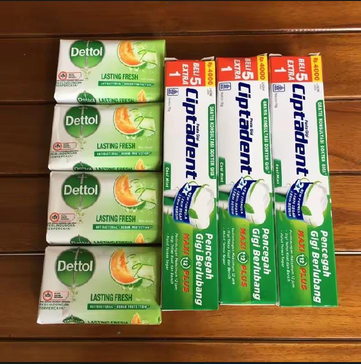 [ promo murah ] Paket Sabun Mandi Dettol 60gr 4 Pcs + Pasta Gigi Ciptadent 75gr 3 Pcs Soap
