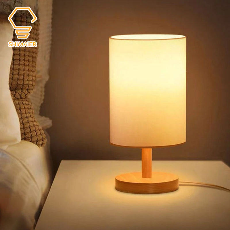 Lampu Meja LED Gaya Jepang Lampu Tidur Kain Retro Pencahayaan Samping Tempat Tidur Di Kamar Tidur