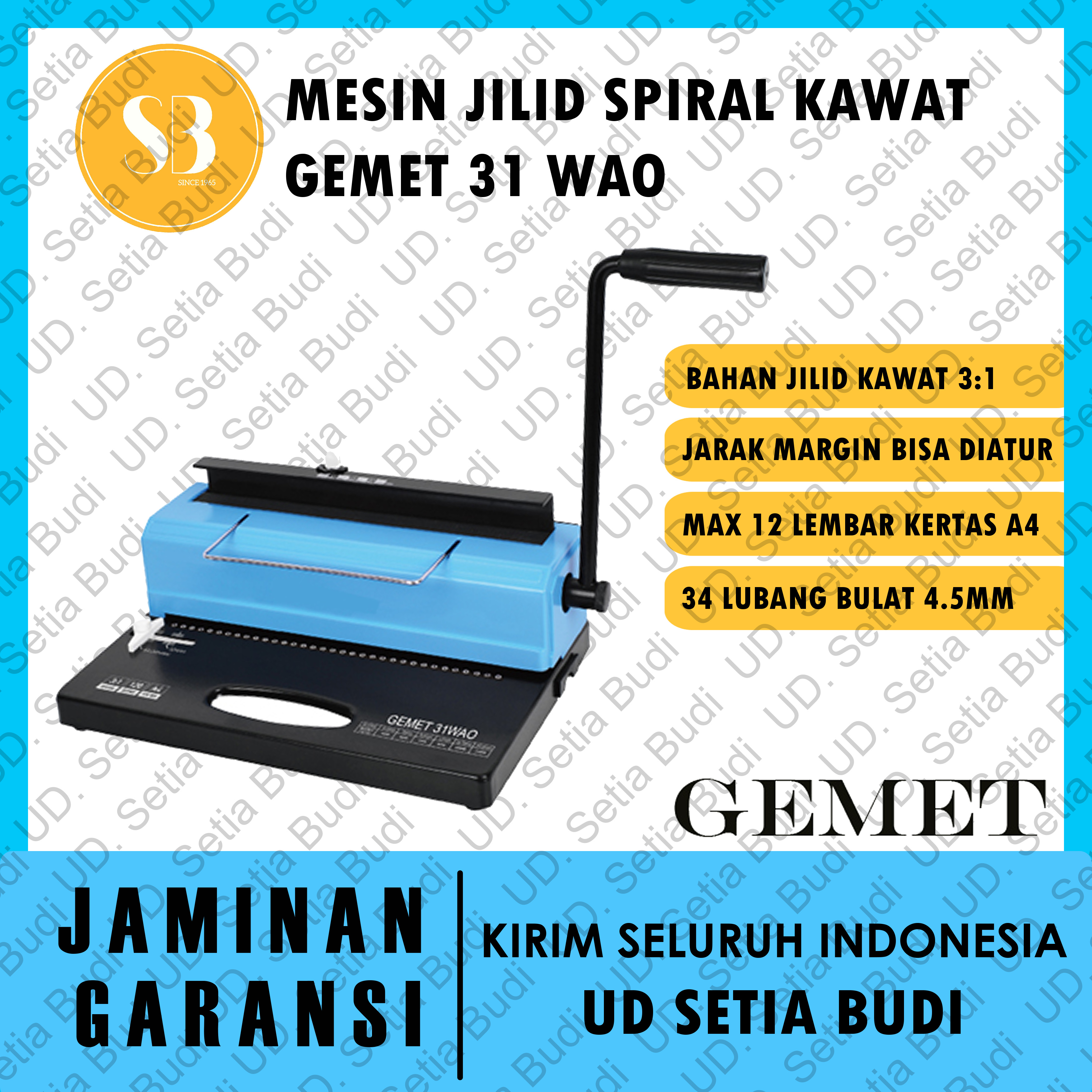 Mesin Jilid Spiral Kawat GEMET 31 WAO Asli dan Bergaransi