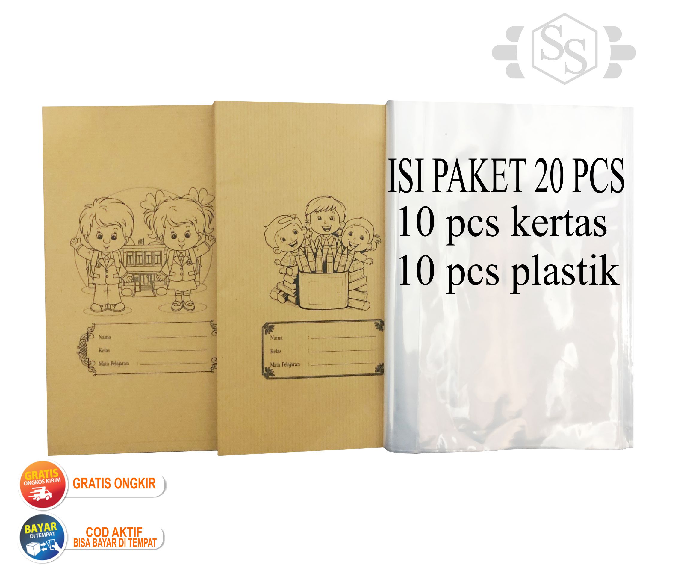 PAKET SAMPUL BUKU DAN PLASTIK 20PCS PAKET KERTAS SAMPUL BUKU DAN PLASTIK BUKU