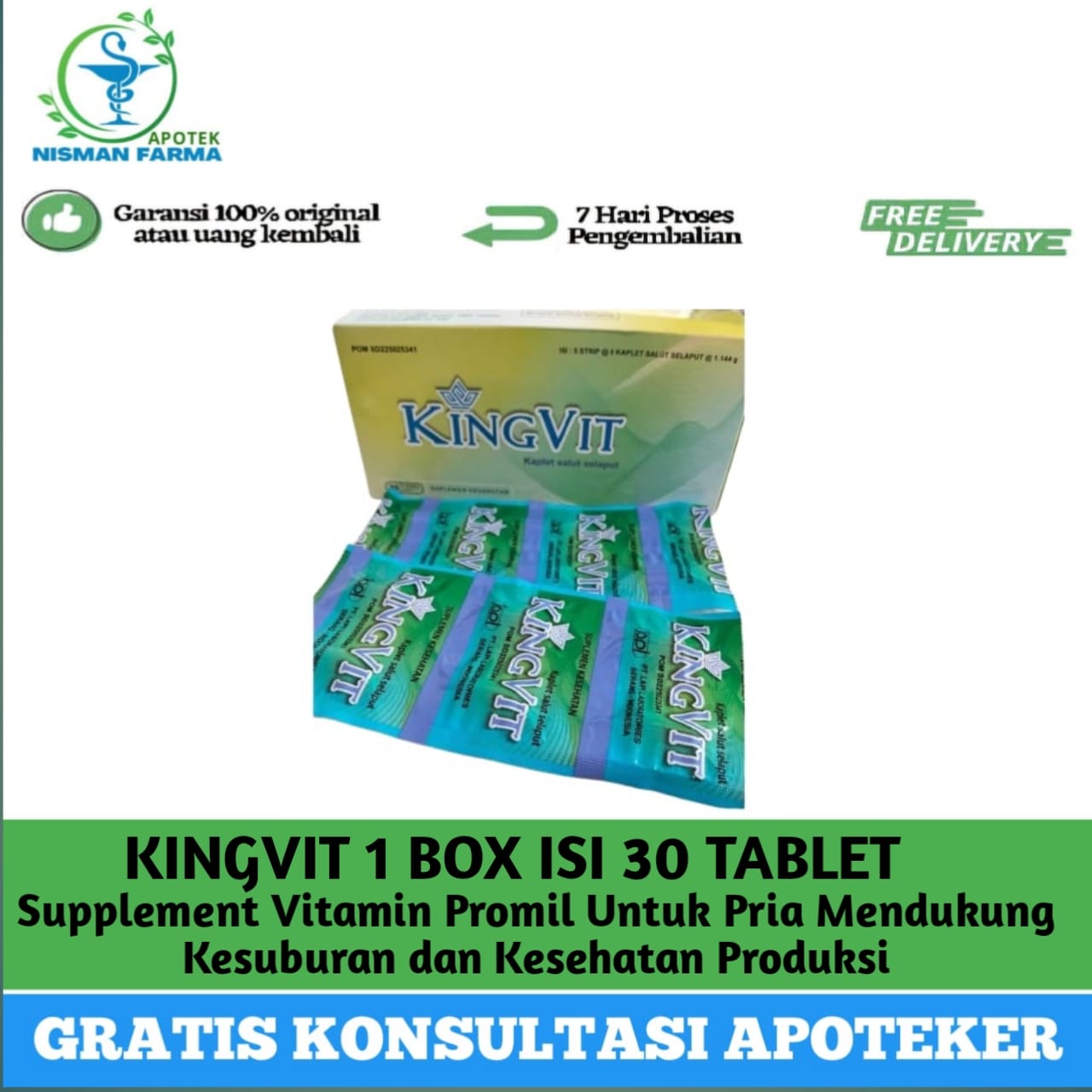 KINGVIT ISI 30 KAPLET - Vitamin Promil Untuk Pria Mendukung Kesuburan dan Kesehatan Reproduksi