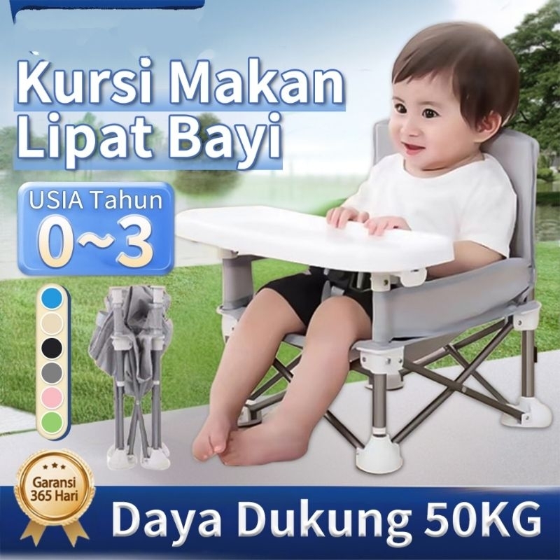 Kursi Makan Bayi Balita + Meja Model Lipat Portable Baby Chair Booster High Chair Tempat Duduk Anak Ezzy