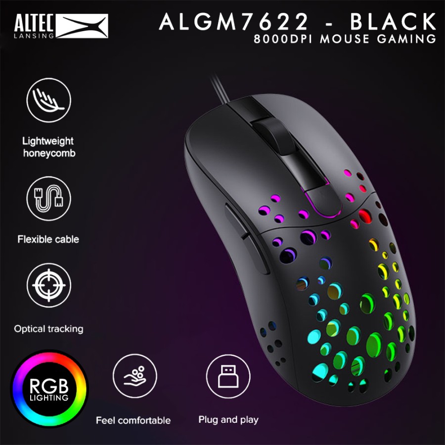 Mouse Gaming Altec Lansing ALGM-7622 - RGB Backlight - 8000 DPI
