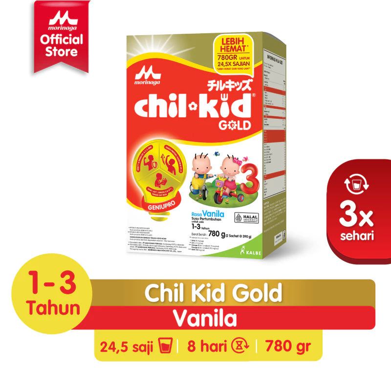 Morinaga Chil Kid Gold Susu Formula Pertumbuhan Anak Usia 1-3 Tahun Vanila 780gr