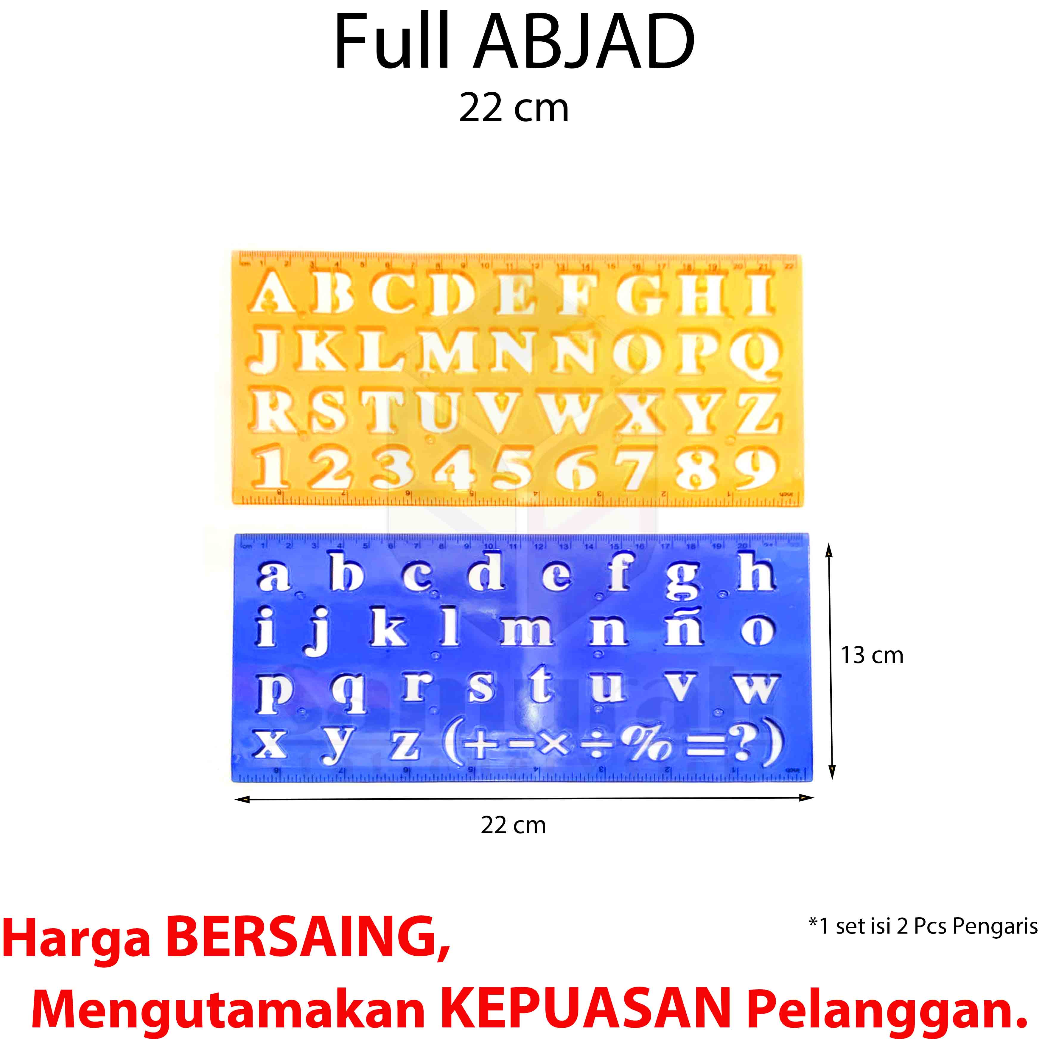 Penggaris Fancy Cetak Bentuk Huruf Abjad 20 cm / Garisan Template Full Alfabet 30 cm / Alphabet Ruller / Pengaris panjang