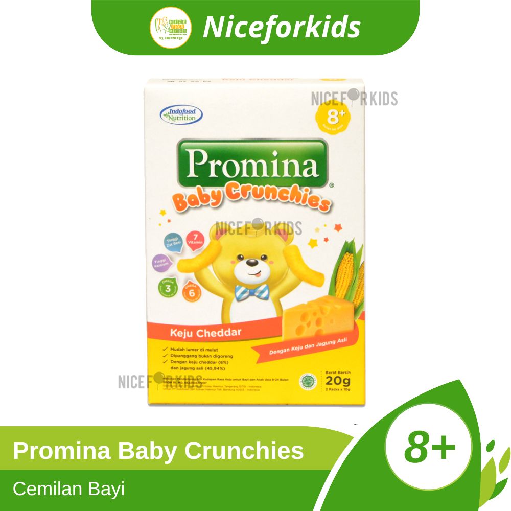 Promina Crunchies Keju Cheddar 20 gr / Camilan Bayi usia 8+ / Snack Bayi