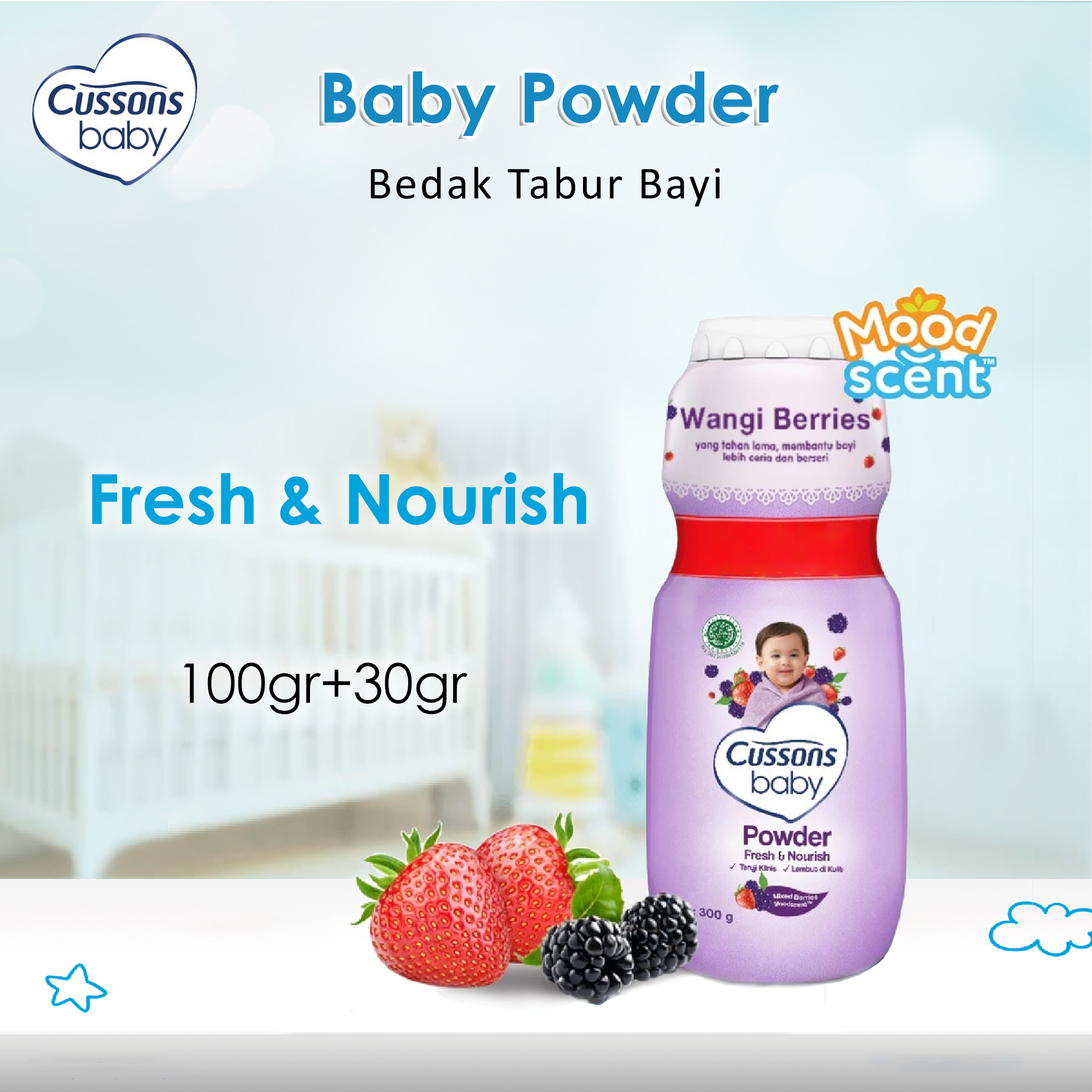 Cussons Baby Powder 100gr+30gr - Bedak Bayi Perawatan Kulit Bayi