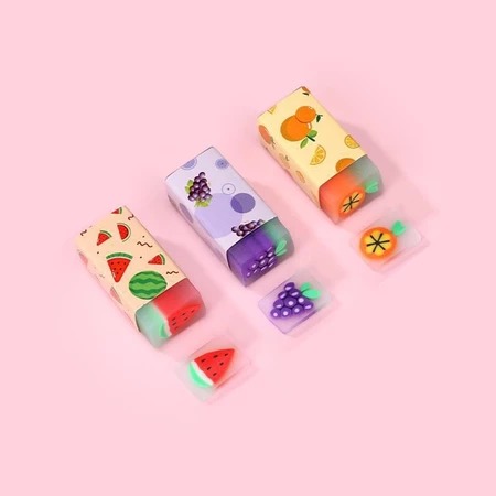 Penghapus Karakter Lucu / Penghapus Pensil Motif Buah Fruits Lucu / Eraser Unik / Penghapus Gel Pensil