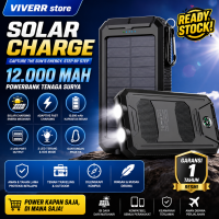 Powerbank viverr Solar VS01 kapasitas 12.000 mAh Bisa mengisi daya lewat Matahari garansi 1 Tahun.