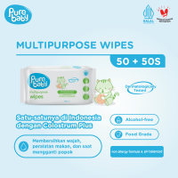 Pure Baby Multipurpose Wipes 50 + 50S - Tisu Basah Bayi Serbaguna Food Grade Tanpa Alkohol - Exp: 06.2027