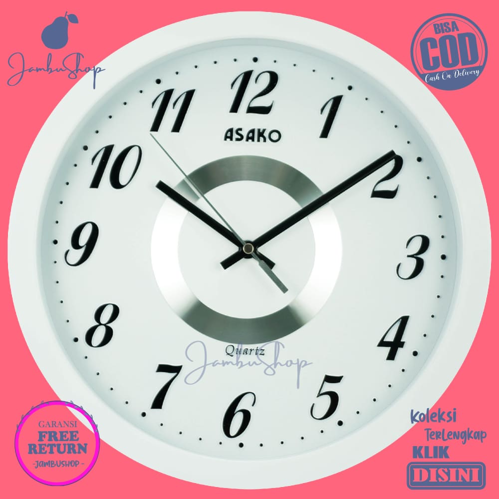 Jam Dinding Analog Minimalis Hijau Asako PT2146 MurahBest Seller Besar