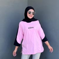 Aldira Kaos Wanita Sporty Kombinasi New Edition Atasan Oversize 7 8 Terbaru Basic Cotton 24s