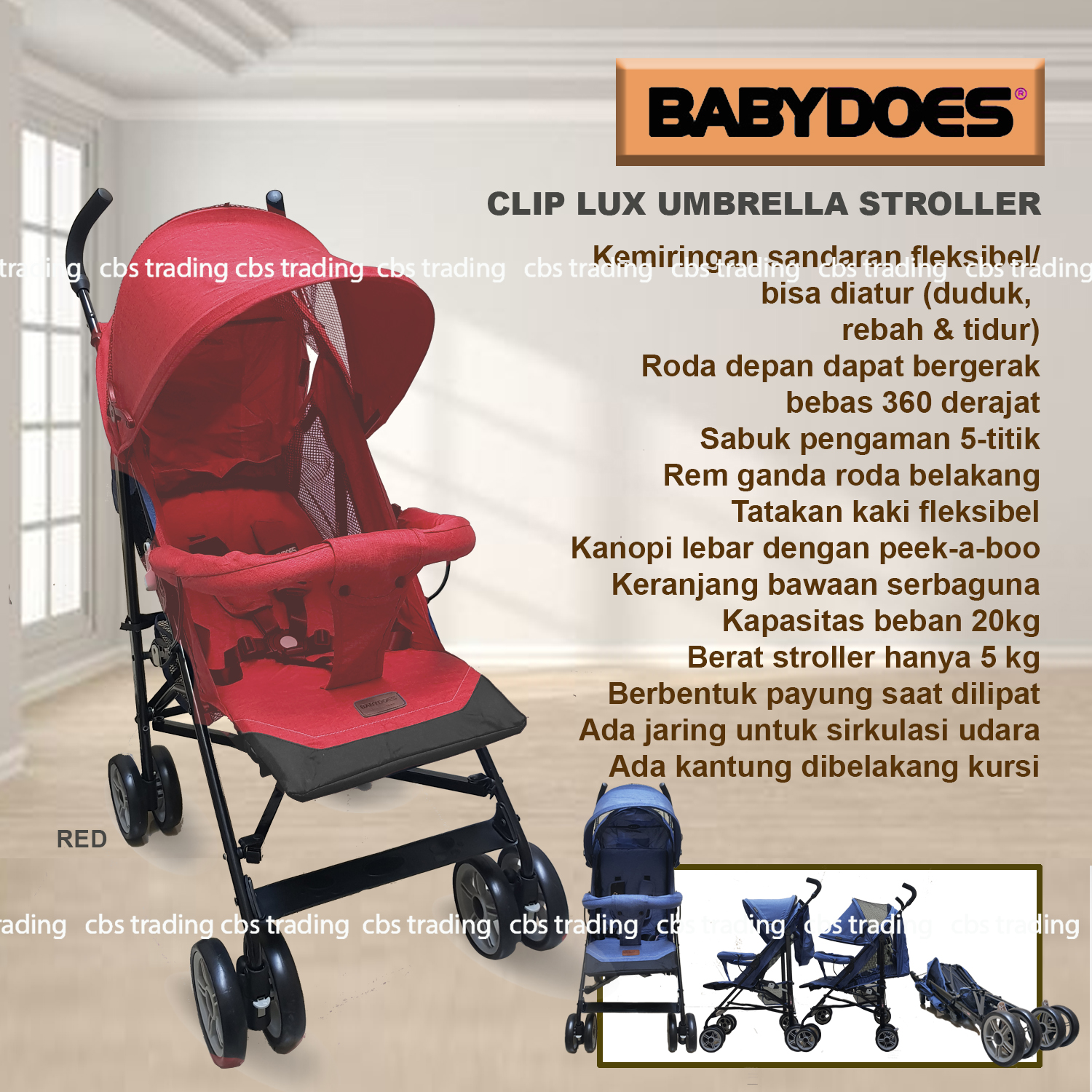 Babydoes Stroller New CLIP 2062 / Buggy 20201i - Kereta Dorong Bayi