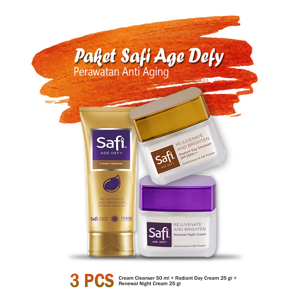 Paket Safi Age Defy 3 pcs (Cream Cleanser 50 ml + Day Cream 25 gr + Night Cream 25 gr)