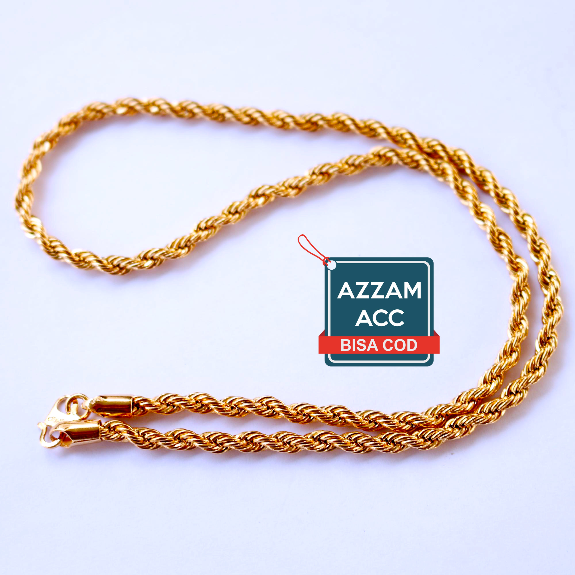 Azzam Kalung  60cm Tambang  Sedang Lapis Emas 24k 1 Share 