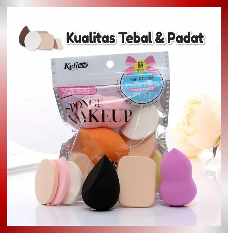 Indo - Spons Make up 1 Set Isi 6 Pcs / Spons Foundation Pembersih / Make Up Wajah SPONS