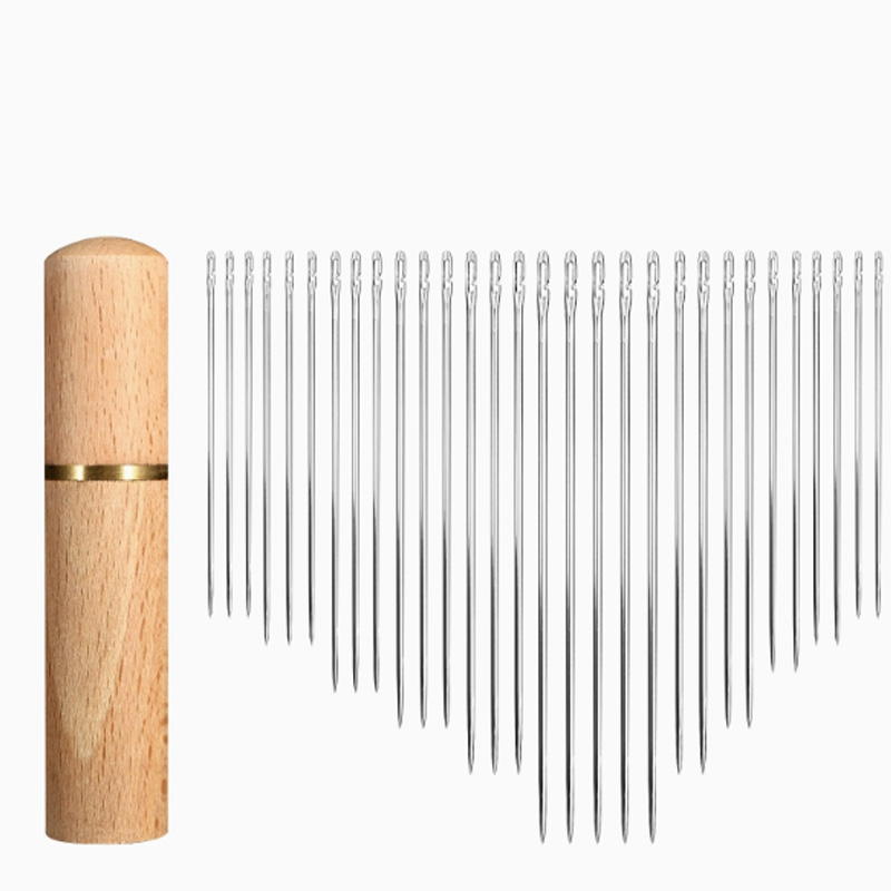 30pcs Jarum Jahit Tangan Praktis Mata Jarum Pintar Menjahit Menyulam Set Tong Jarum Kayu Kompak