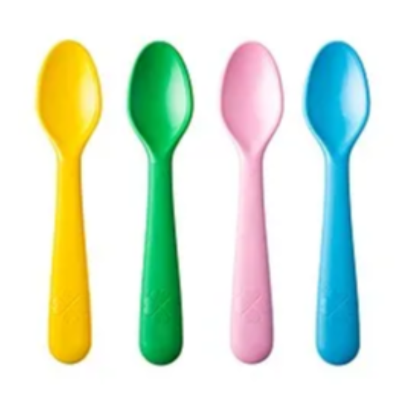 Sendok makan anak bahan plastik tebal food grade BPA Free panjang 16cm 2pack (8pcs) WMO IK0654