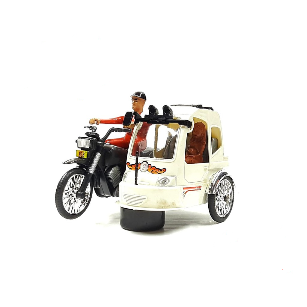 BECAK MOTOR BETOR MINIATUR ORIGINAL PRODUK INDONESIA BISA JALAN ADA MUSIK