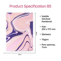 Bantex Buku Tulis Isi 10 Pcs Marble A5/B5 Notebook Catatan Jurnal Bergaris Cover Desain Marble 1 Pack (10 Pcs)