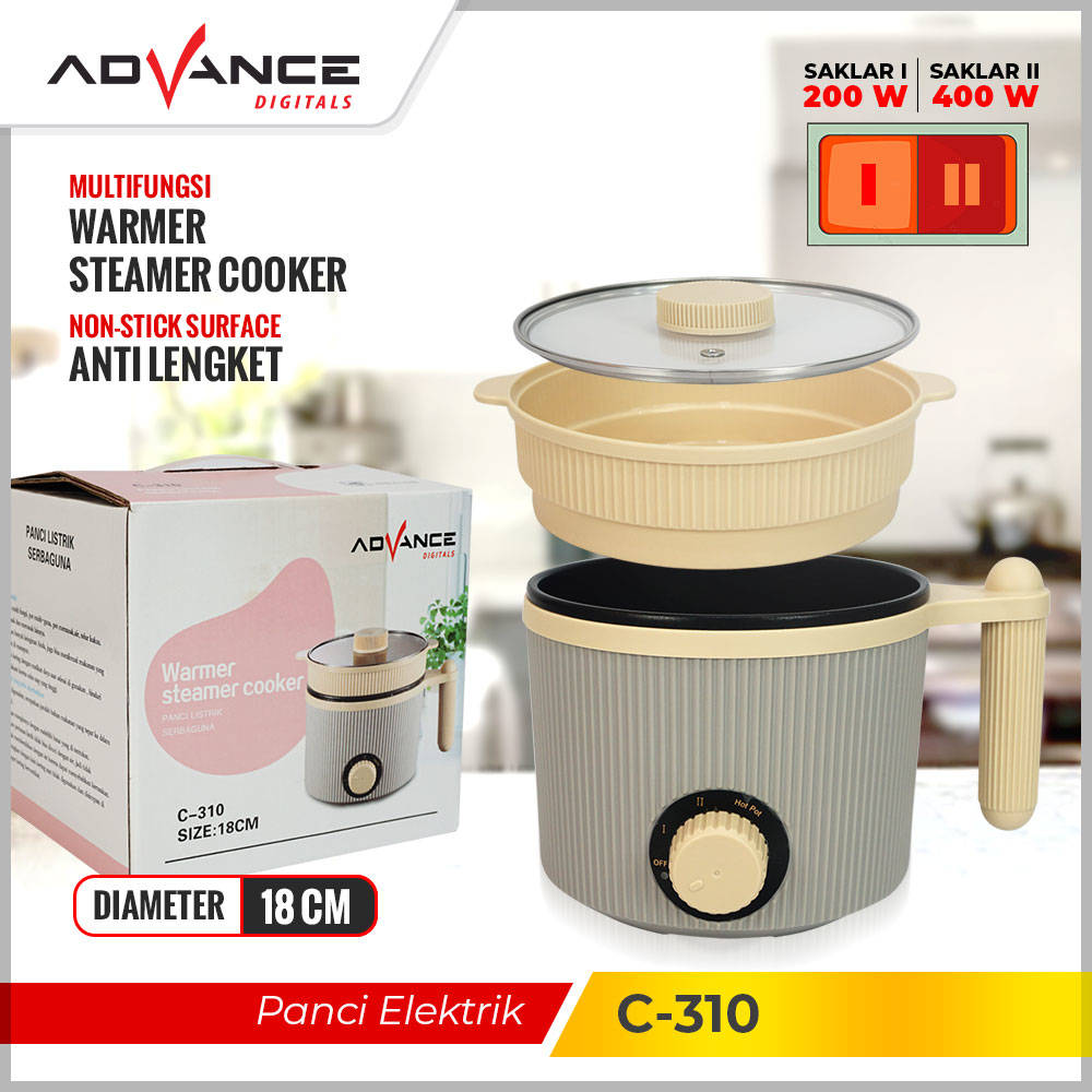 【READY STOCK】Advance Panci Listrik Multifungsi 200Watt (Bisa Masak Nasi) 1.6L Panci Kukusan Steam...