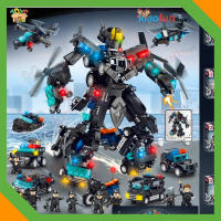 Mainan Block 8in1 Mobil Polisi SWAT Military Bisa digabung Jadi Robot Set Balok Susun
