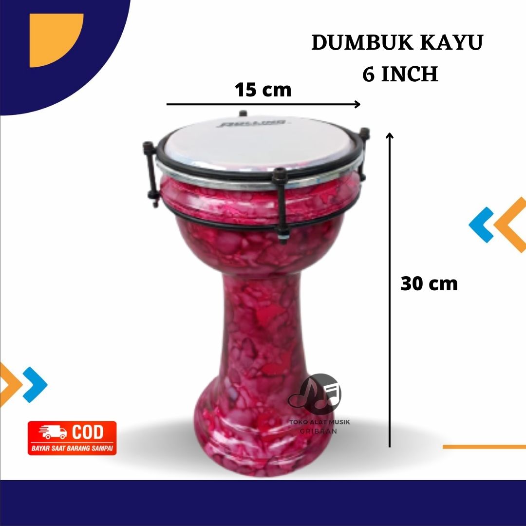 Darbuka Paling Murah Anak ukura 6 inch Dumbuk Marawis Hadroh Banjari Terbang Tumbuk Kayu