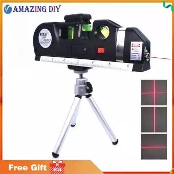Serbaguna Laser Tingkat Laser Mengukur Line 8ft + Mengukur Tape Penguasa Disesuaikan Standar dan Metrik Penguasa