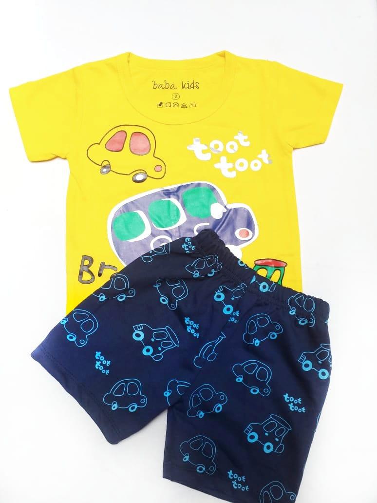Baju anak laki-laki keren mini bus broom-broom-stelan anak laki-