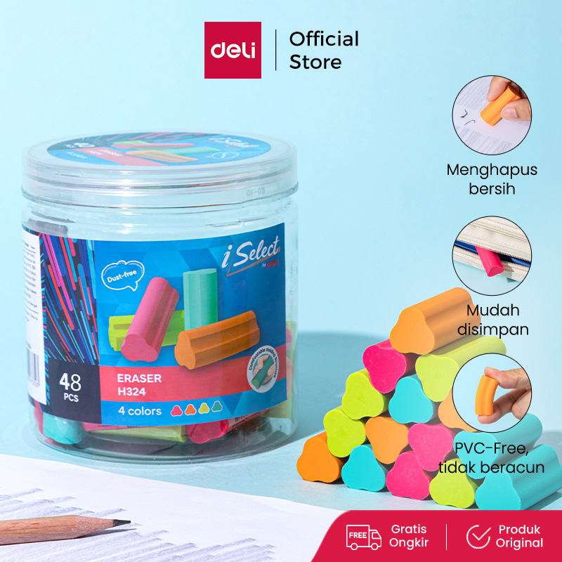Deli I-Select Eraser / Penghapus Pensil Warna Bebas Debu Tidak Beracun EH324