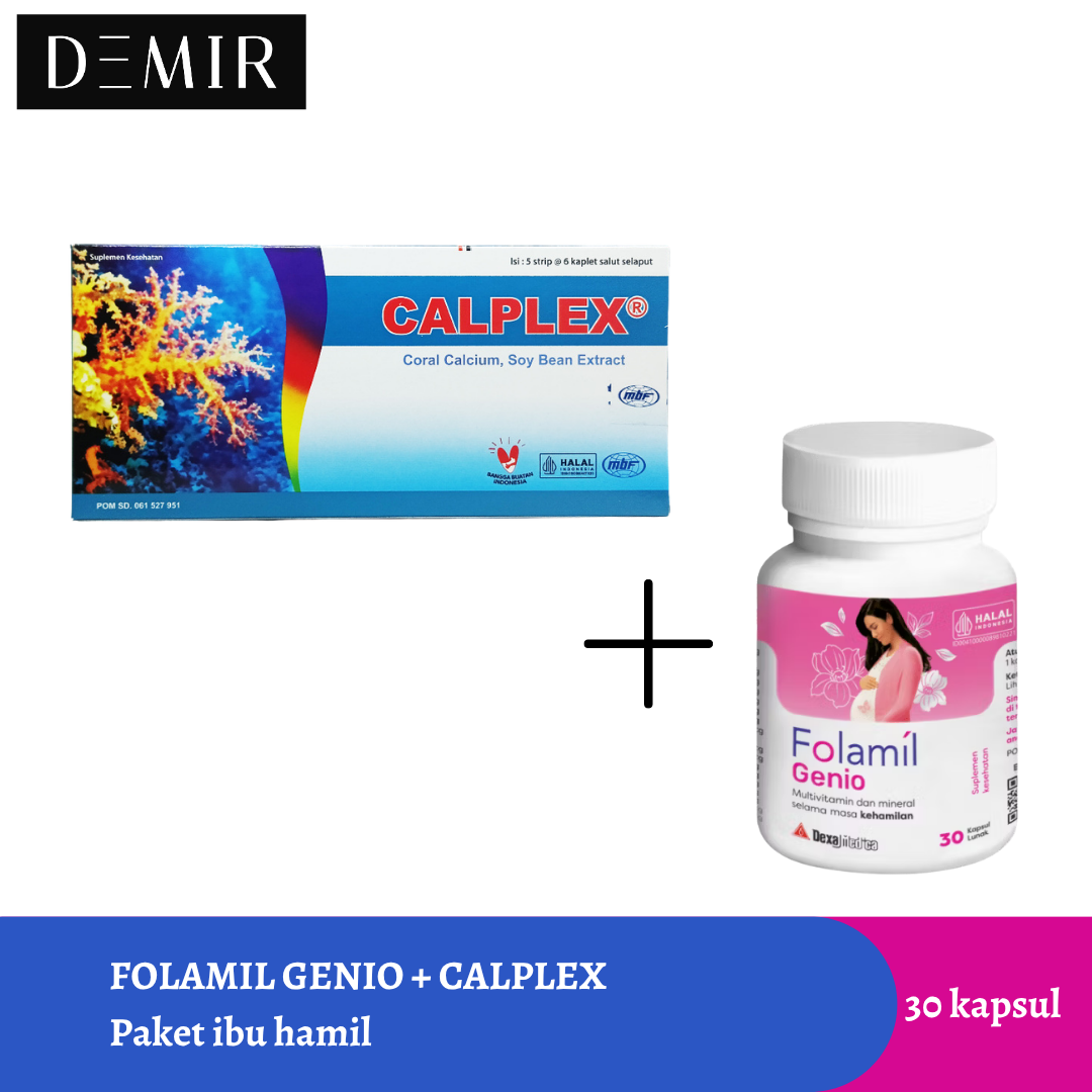 Paket Ibu Hamil Folamil Genio 30 Kapsul dan Kalsium Calplex 30 Kaplet