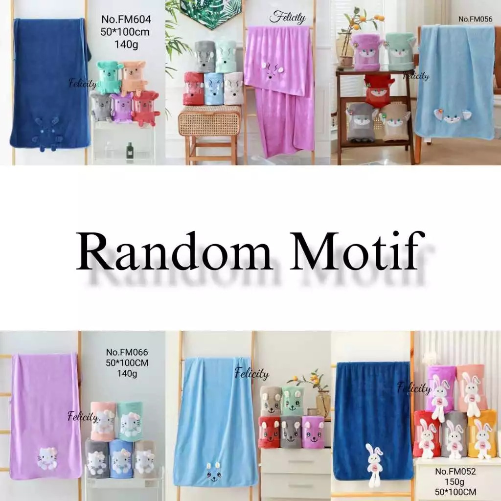 Handuk Anak Karakter Ukuran 50 x 100- bahan microfiber