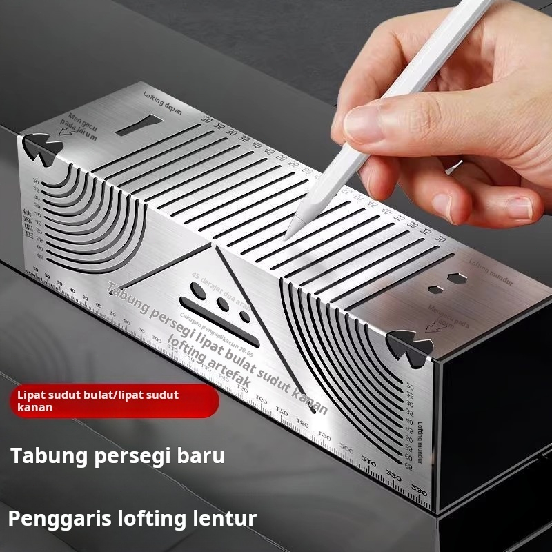 Penggaris Lipat Baja Persegi Alat Ukur 90 Derajat Multifungsi Gambar & Penanda Sudut