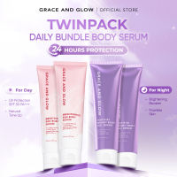 Grace and Glow DAILY BUNDLE Body Serum Day and Night White-B3 Brightening Body Gel Serum untuk Malam + Brightening Sun Body Lotion SPF 30PA+++ untuk Siang Anti UV | Extra Moisturizer & Protection | Melembapkan & Meratakan Warna Kulit Belang