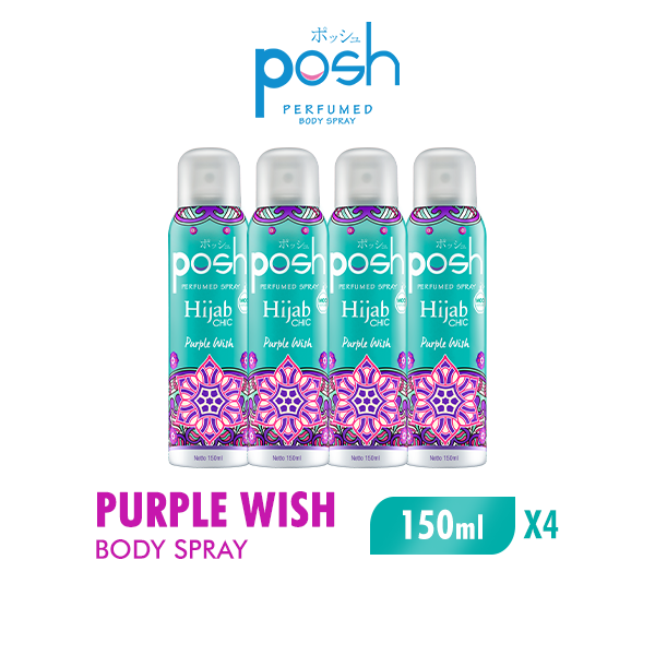[Paket Isi 4] Posh Hijab Spray Cologne Purple Wish Botol 150ml