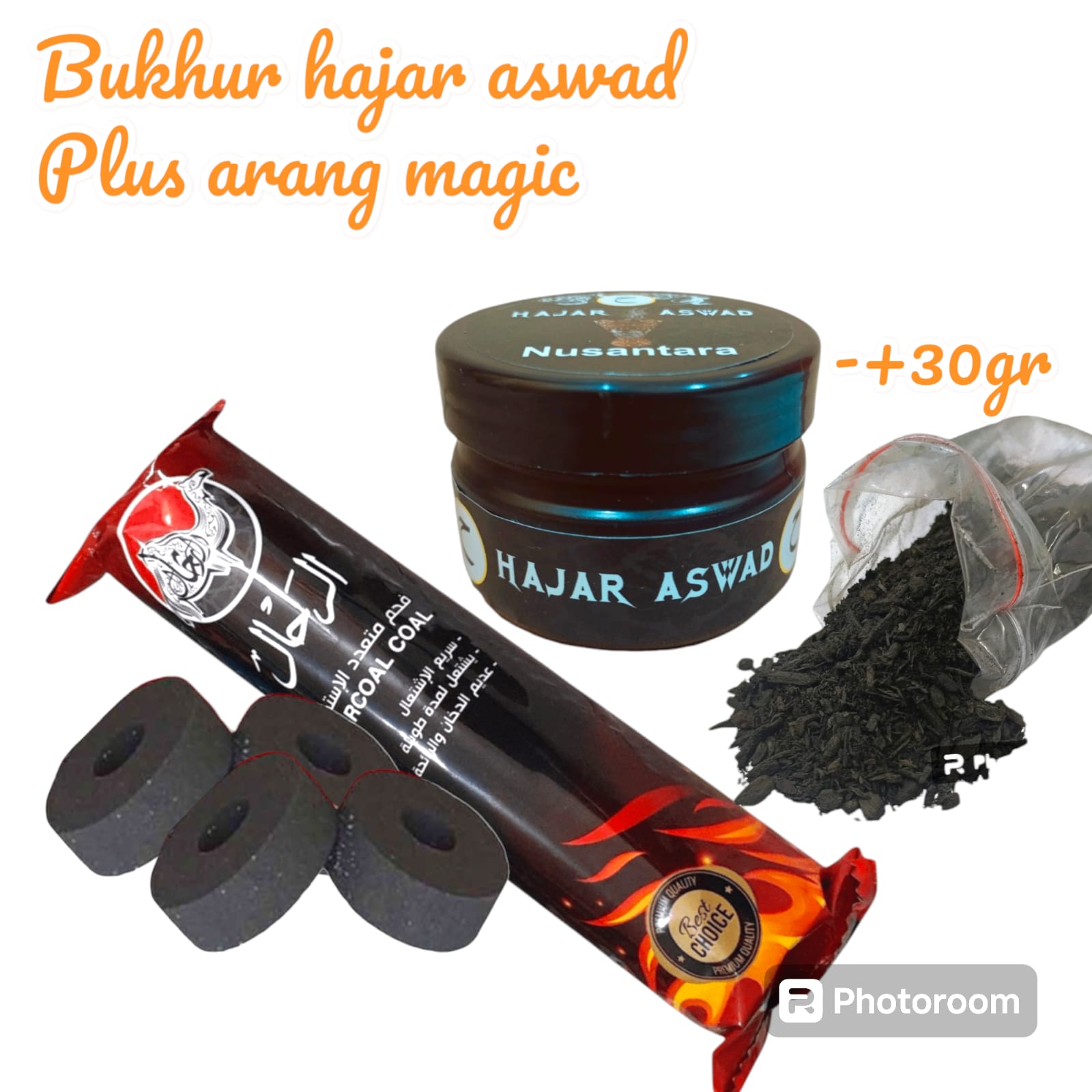 Promo Bukhur Hajar Aswad 30gr + Arang Magic Kwalitas Buhur dupa kemenyan pengharum ruangan bukhur