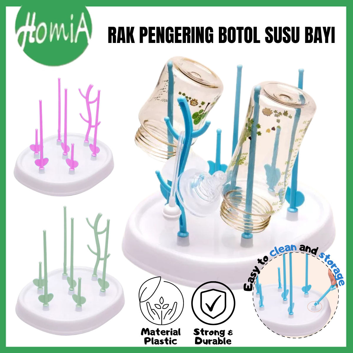 Rak Pengering Botol Susu / Bottle Drying Rack / Tempat Tirisan Dot Gelas Perlengkapan Bayi -HOMIA