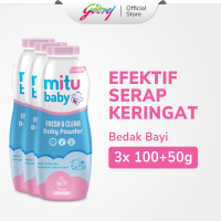 [Paket isi 3] Mitu Baby Powder Floral Pink Fresh & Clean 100gr+50% - Bedak Tabur Bayi